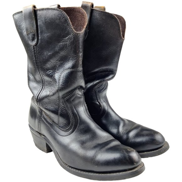 Biltrite Black Leather Boots Western Cowboy Slip-on Caws Paw main image 12